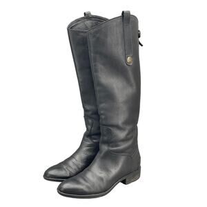 Sam Edelman Penny Black Leather Tall Back Zip Riding Boots Women 6.5M